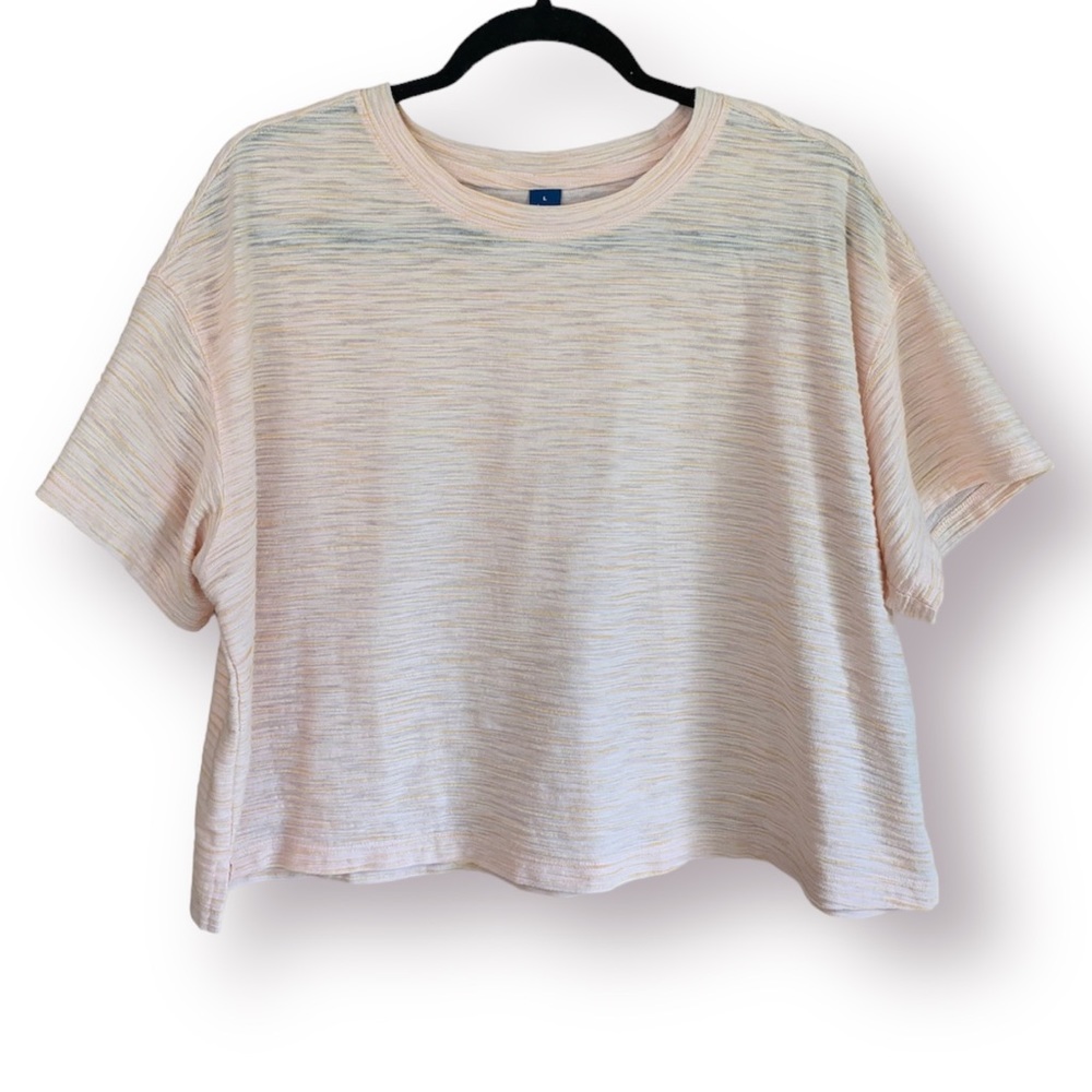 Old Navy Women’s Peach Oversized Textured Crop Tee | Size Large